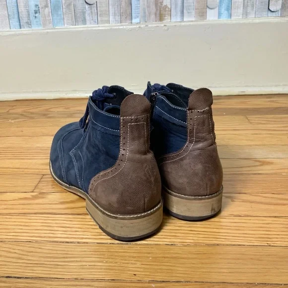 Bugatchi 10 Blue Leather Alta Oxford Chukka Boots - Picture 7 of 8